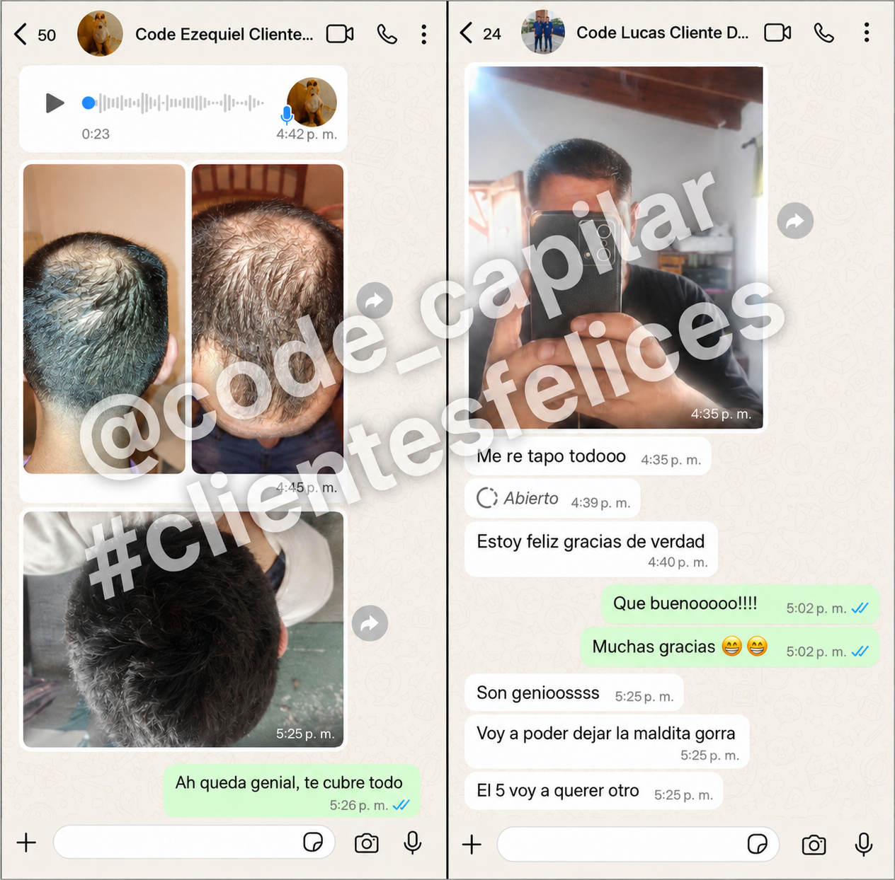 Mensajes reales de clientes Code Capilar
